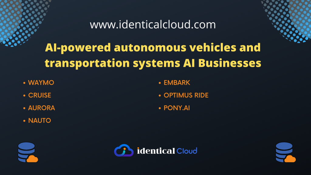 AI-powered autonomous vehicles and transportation systems AI Businesses - identicalcloud.com