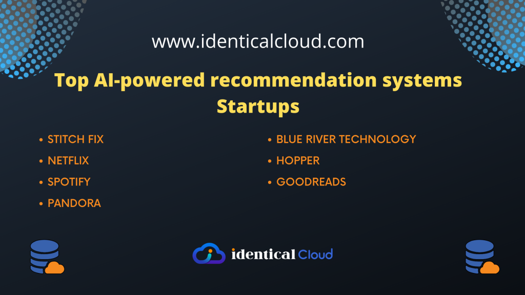 Top AI-powered recommendation systems Startups - identicalcloud.com