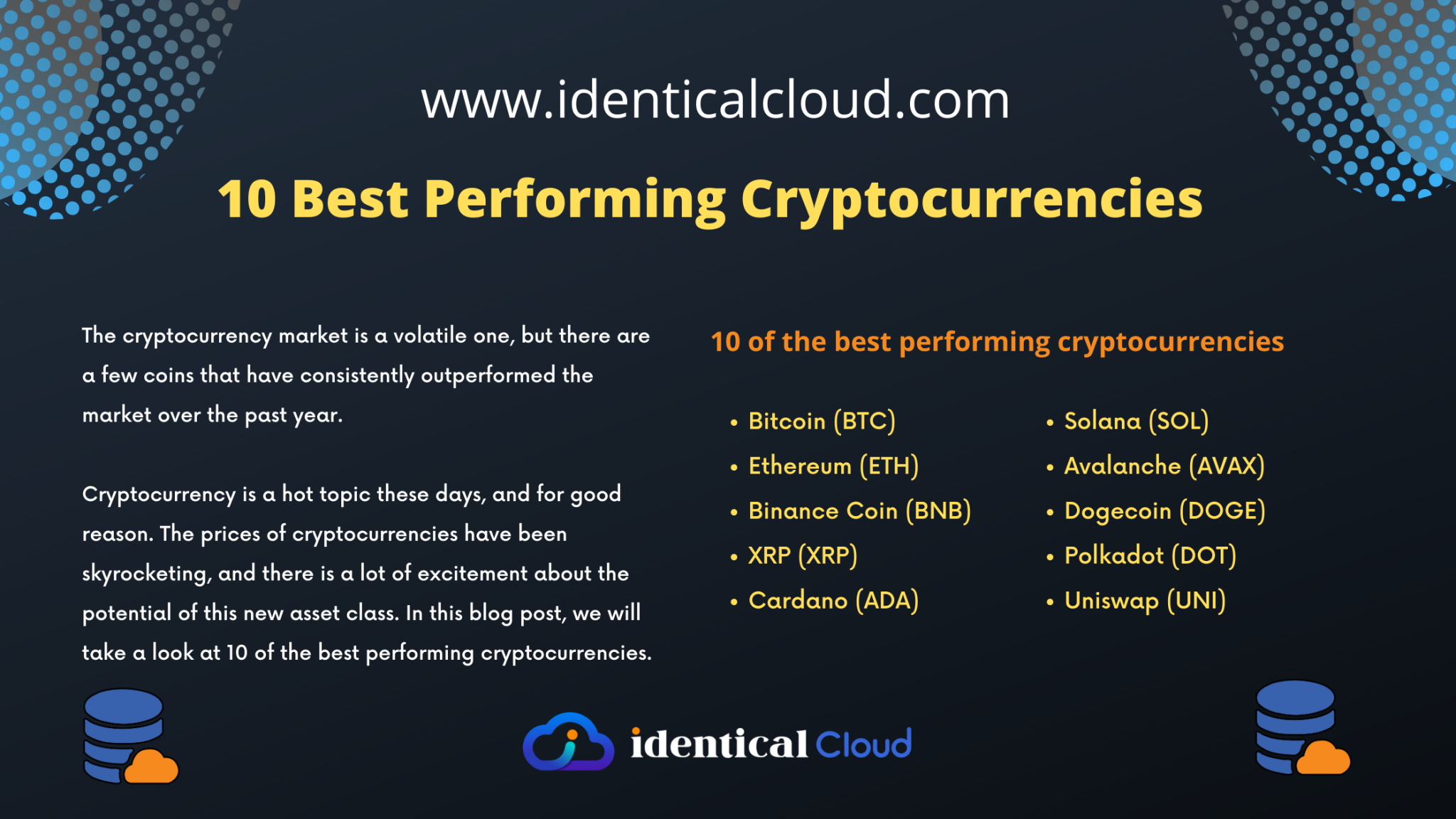 10 Best Performing Cryptocurrencies - Identical Cloud