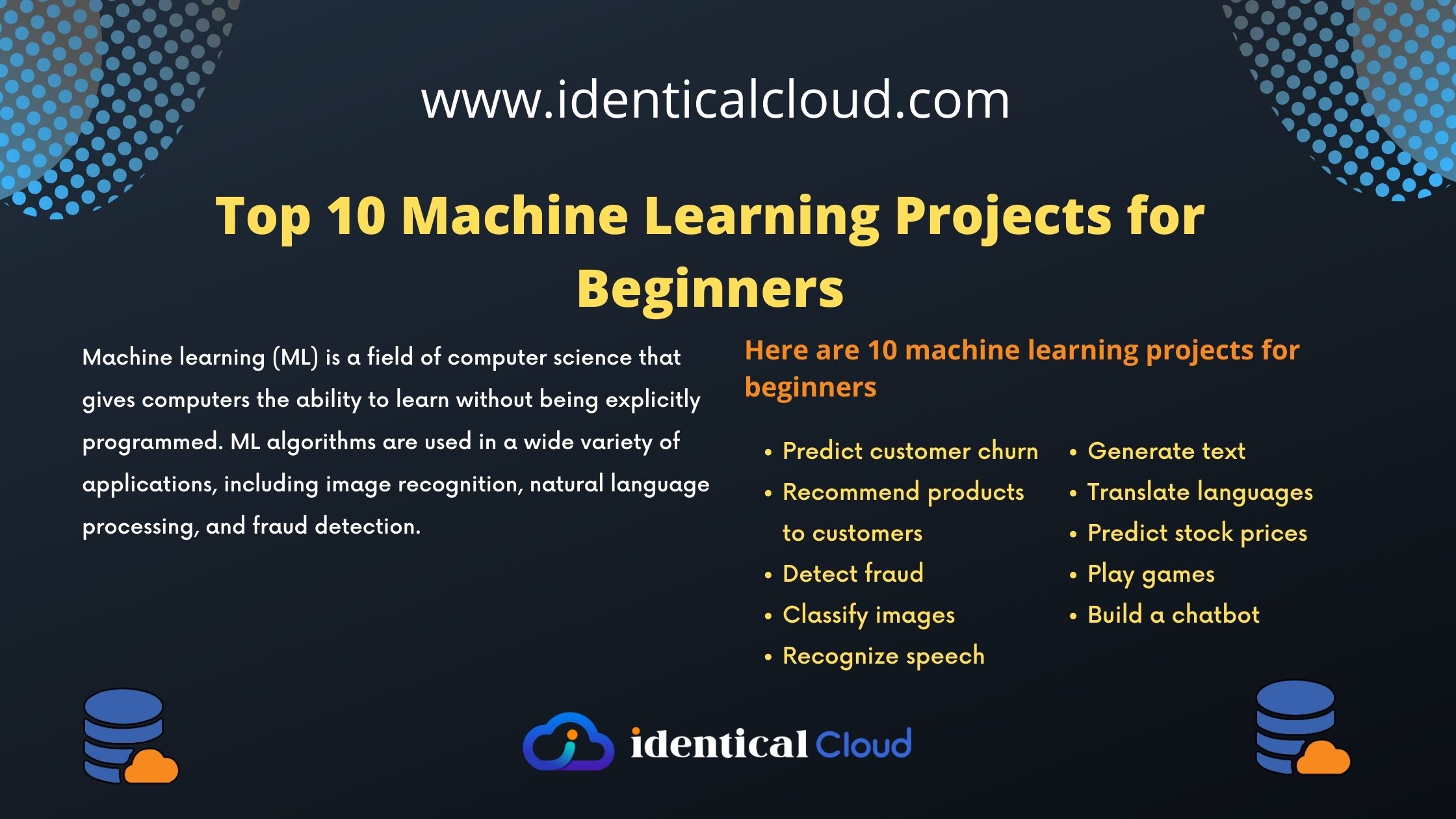 Top 10 Machine Learning Projects for Beginners - identicalcloud.com
