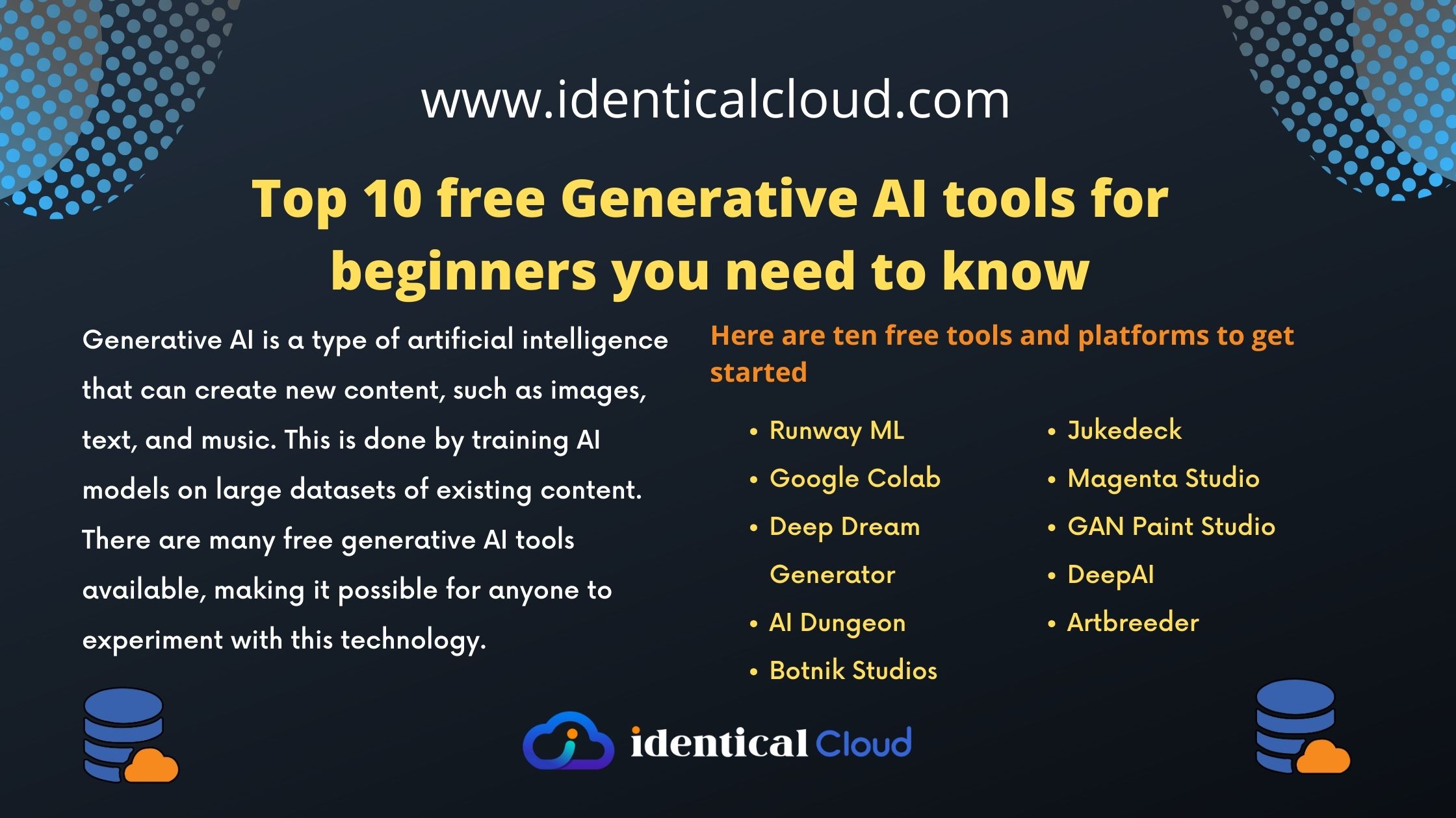 Top 10 free Generative AI tools for beginners you need to know - identicalcloud.com