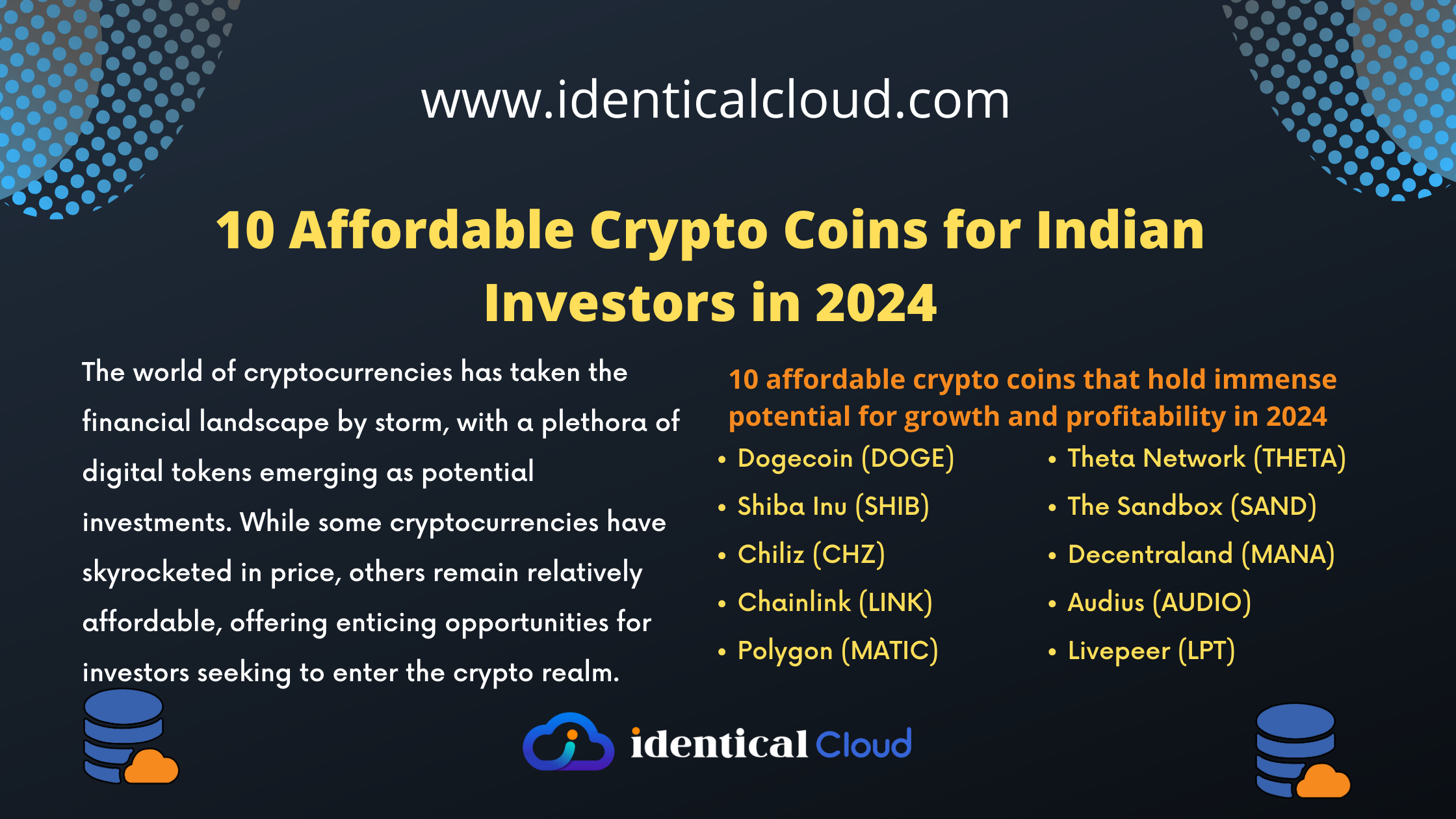 10 Affordable Crypto Coins for Indian Investors in 2024 - identicalcloud.com